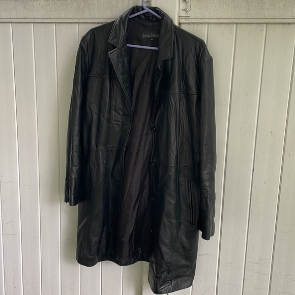 Vintage Harve  Benard Mid-length Black Leather Jacket Size XL - Picture 4 of 8